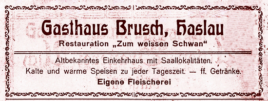 Anzeige Gasthaus Brusch 1935