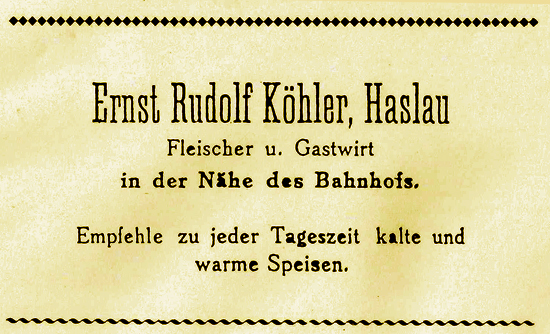 Anzeige Gasthaus Köhler