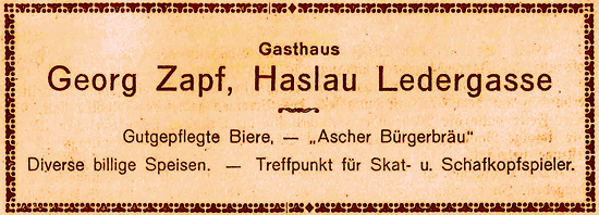 Anzeige Gasthaus Zapf