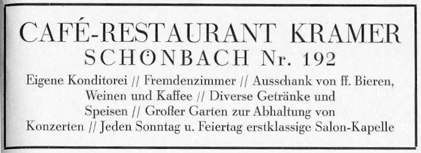 Anzeige Cafe Kramer - Schönbach