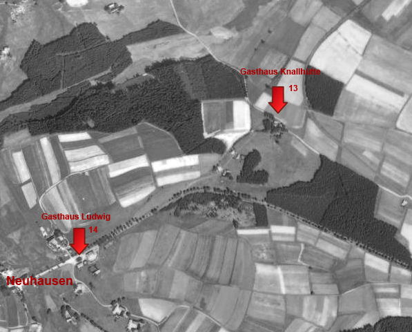 Letecka mapa Knallhütte a Neuhausen 1948