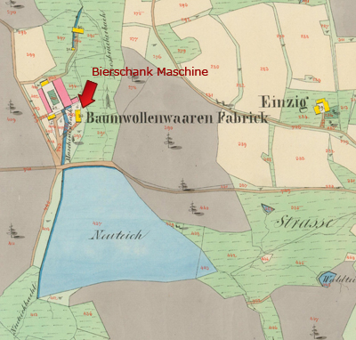 Výčep Maschine na mapě z roku 1841