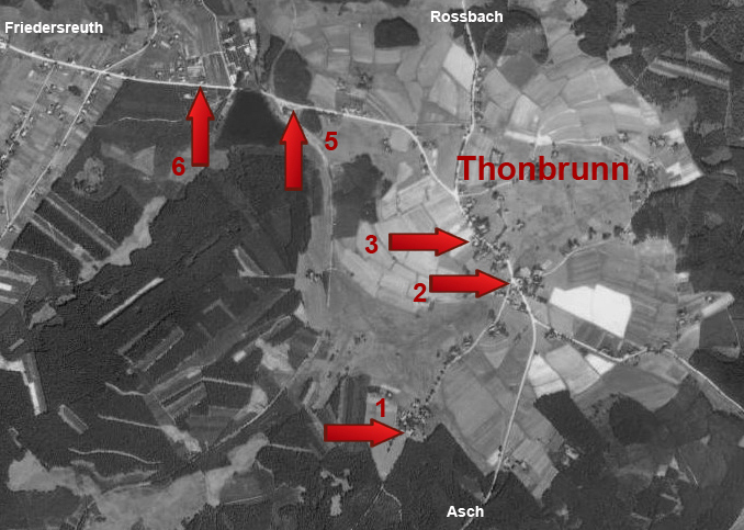 Thonbrunn na leteckém snímkování z roku 1948