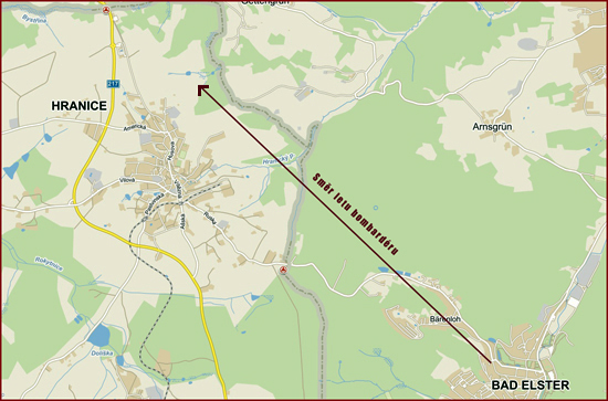 Mapka letu anglického bombardéru 1945