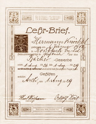 Lehr-Brief von Hermann Knöckel