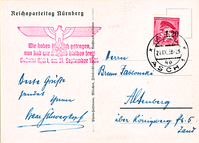 Přetisk a propagandistické razítko 1938 Přetisk a propagandistické razítko 1938