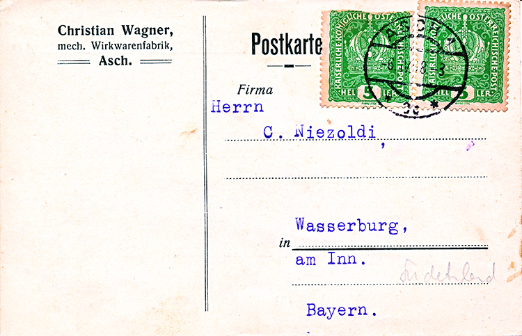 Pohlednice Asch 1918 Pohlednice Asch 1918