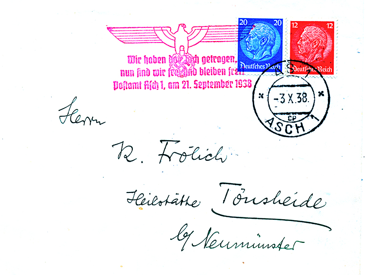 Postkarte Asch 1938