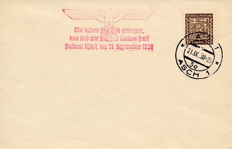 Postkarte Asch 1938