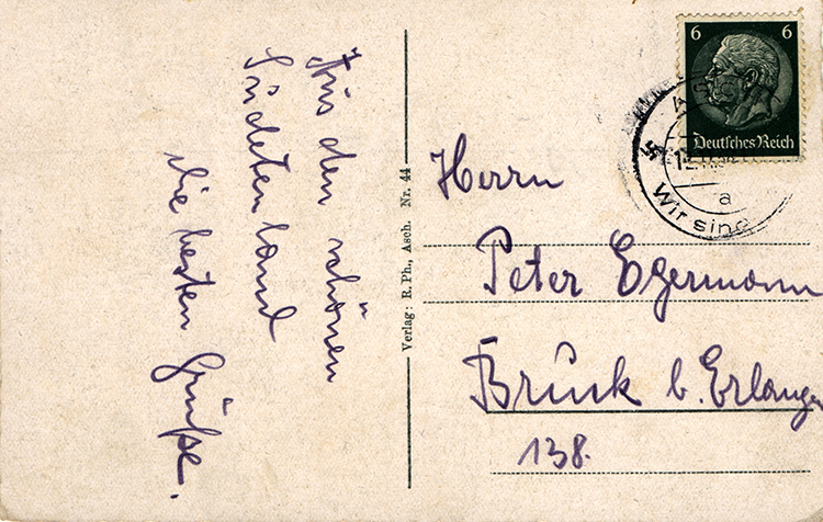 Postkarte Asch 1938