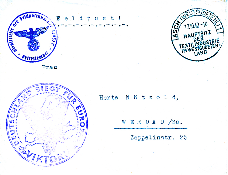 Pohlednice Asch 1942 Pohlednice Asch 1942