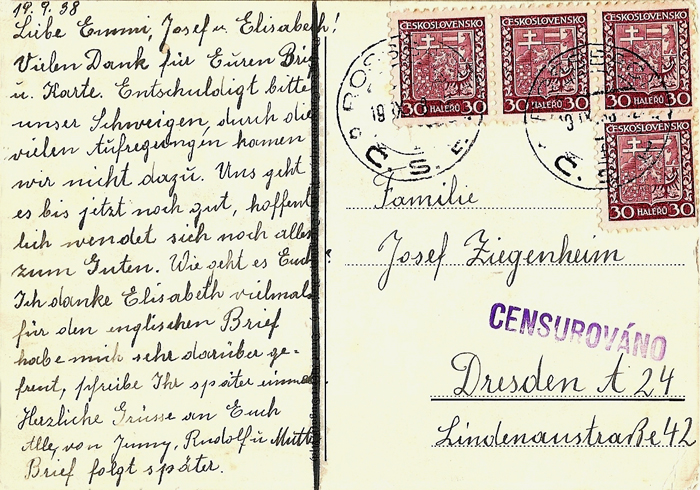 Brief von 1938/1