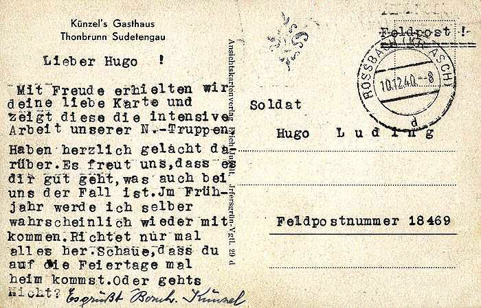 Brief von 1940