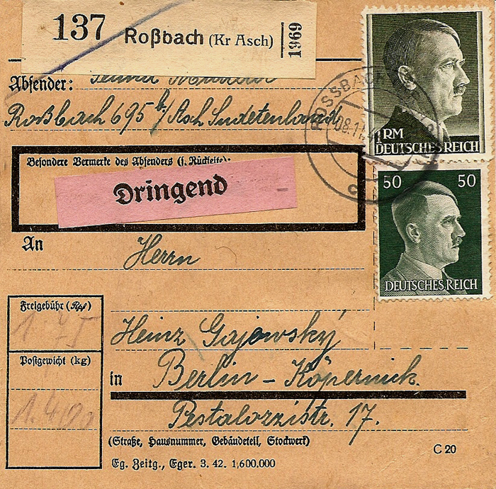 Begleitschein von 1943