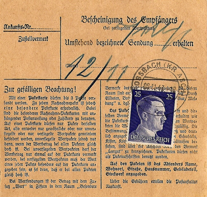 Begleitschein von 1943