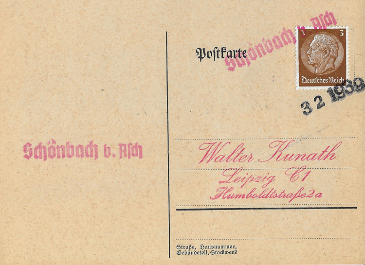 Postkarte von 1939